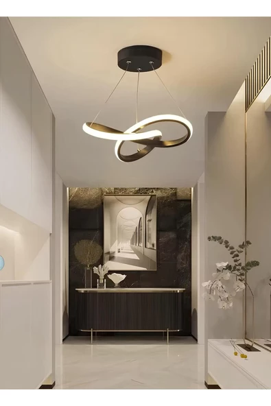 burenze Modern Tekli Sarkıt Power Led Avize Antrasit Beyaz Işık Ledli Avize ürün görseli 1