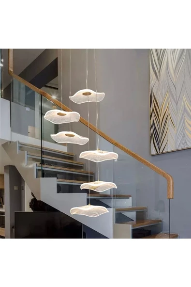 Fico Home Luxury Exclusive Altılı Yuvarlak Sarkıt Led Avize Jellyfish Gold Sarı 6'lı Ledli Avize ürün görseli 1