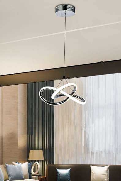 burenze Modern Tekli Bumerang Hagia Sarkıt Power Led Avize Krom Beyaz Işık Ledli Avize ürün görseli 1