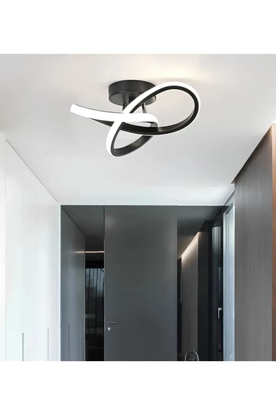 burenze Modern Plafonyer Tavan Salon Mutfak Oturma Odası Avize Boomerang Led Avize Siyah ürün görseli 1