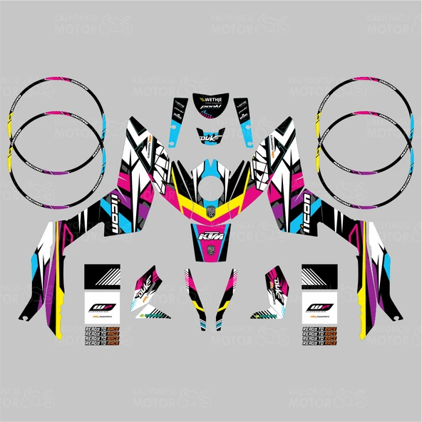 KTM Duke 200 Colors Design Sticker Seti - Resim 2