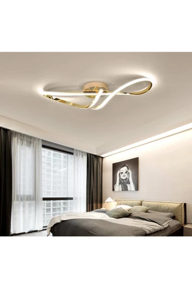 burenze Modern Luxury Tasarım Plafonyer Led Avize Eskitme Gold ürün görseli 1