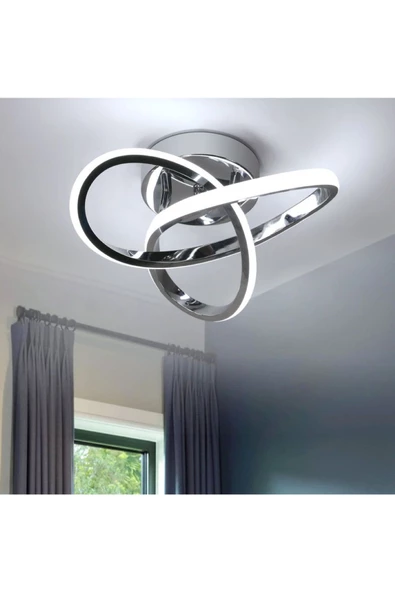 burenze Modern Plafonyer Salon Mutfak Oturma Odası Led Avize Boomerang Led Avize Krom Ledli Avize ürün görseli 1