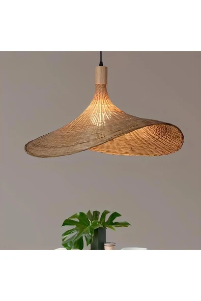 burenze Modern Nordic Tasarım Bamboo Avize Hasır Avize 1.sınıf Kalite Naturel Ferahlık Katar ürün görseli 1