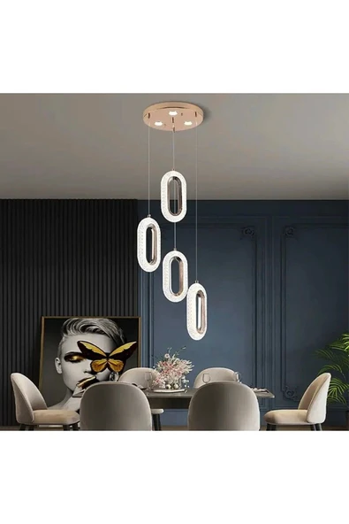 burenze Modern Sarkıt Led Avize Dörtlü Sarkıt Ledli Avize Gold Sarı Gün Işığı ürün görseli 1