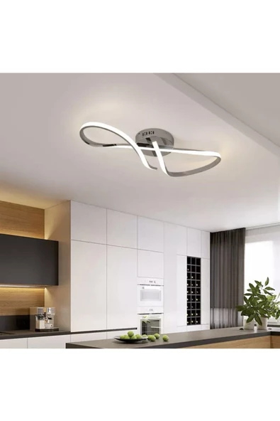 burenze Modern Luxury Tasarım Plafonyer Led Avize Krom ürün görseli 1
