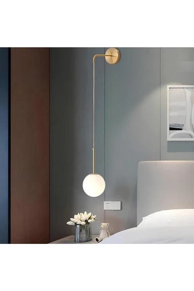 burenze Modern Jerry Duvar Sarkıt Pilli Aplik Glop Beyaz Camlı Aplik Kablosuz Tak Çalıştır Eskitme Gold Sarı ürün görseli 1