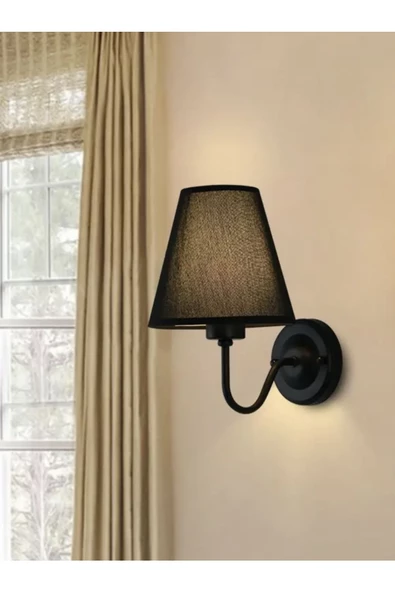 burenze Modern Duvar Aplik Siyah Abajur Siyah Gövde Elektrikle Çalışır ürün görseli 1
