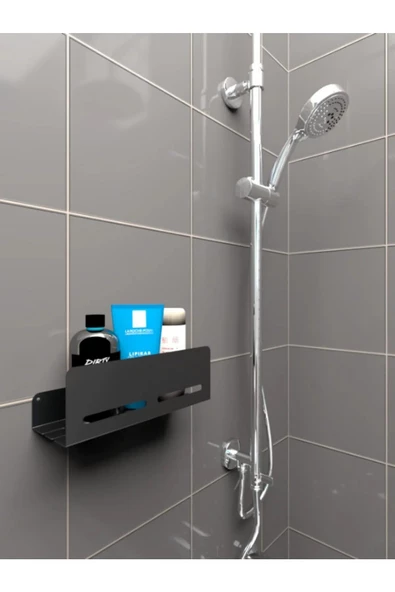 Modern, Estetik Ve Minimalist Tasarım Metal Duş Rafı Paslanmaz Modern Metal Duş Rafı Siyah ürün görseli 1