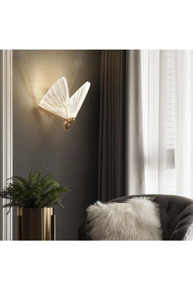 burenze Elegance Modern Kelebek Tasarım Duvar Led Aplik Rose Gold Sarı Harika Görsel ürün görseli 1