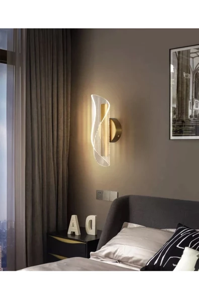 burenze Exclusive Modern Duvar Led Aplik Gold Sarı Tasarım Ledli Aplik ürün görseli 1