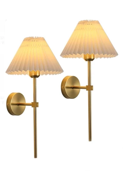 burenze Modern Tasarım 1 Adet Kablosuz Pilli Aplik Tak Çalıştır Krem Abajur Umbrella Aplik Eskitme Gold Sarı ürün görseli 1