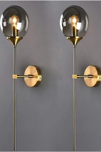 burenze Modern Tasarım Camlı Aplik 1 Adet Elektrikle Çalışır Duvar Camlı Aplik Eskitme Gold Füme Cam ürün görseli 1