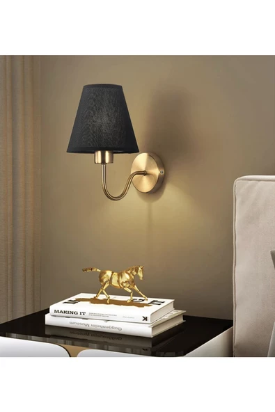 burenze Modern Tasarım Pilli Aplik Gold Sarı Ledli Tak Çalıştır Siyah Şapkalı Led Aplik Harika Görsel ürün görseli 1