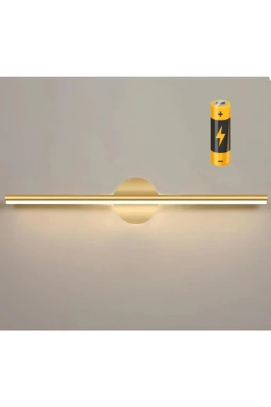burenze Modern Kablosuz Tak Çalıştır Ledli Pilli Aplik Banyo Tablo Ayna Aydınlatma Eskitme Gold Pil Dahildir ürün görseli 1