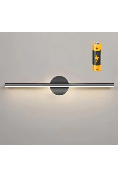 burenze Modern Kablosuz Tak Çalıştır Ledli Pilli Aplik Banyo Tablo Ayna Duvar Aydınlatma Siyah Pil Dahildir ürün görseli 1