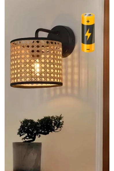 Fico Home Modern Hazeran Pilli Aplik Hasır Pilli Aplik Elektrik Tesisatı Gerektirmez Tak Kullan ürün görseli 1