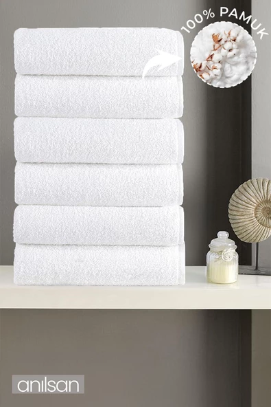 6'lı Beyaz Banyo Havlusu - 70x140 Cm, 490 Gr, %100pamuk, Spa Ve Otel Havlusu ürün görseli 1