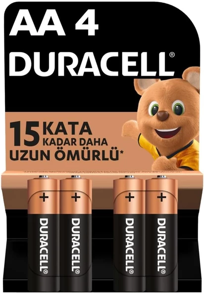 Duracell Alkalin AA Kalem Pil 1,5V (LR6 / MN1500), 4'lü Paket ürün görseli 1