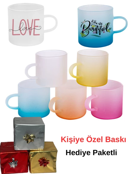 Buzlu Renkli Kahve Fincanı Fotoğraflı Kişiye Özel Tasarım 1 Adet ürün görseli 1
