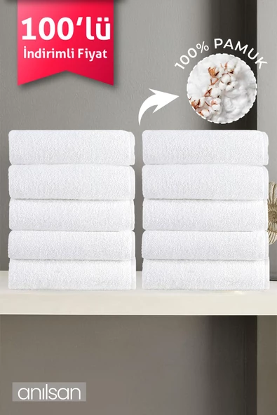 100'lü Beyaz Banyo Havlusu - 70x140cm, 490gr, %100pamuk, Spa Ve Otel Havlusu ürün görseli 1