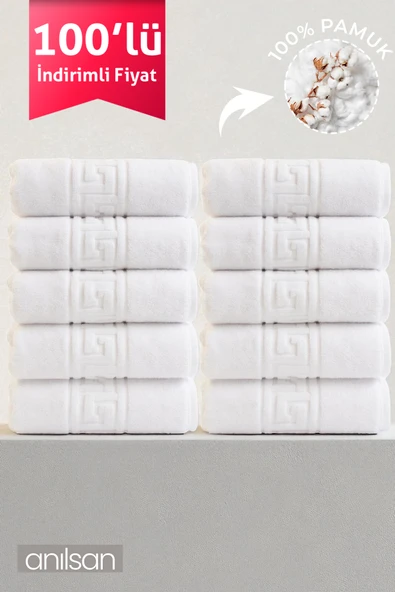 100'lü Greek El Havlusu - 50x90 Cm, 225gr, %100 Pamuk, Spa Ve Otel Havlusu ürün görseli 1