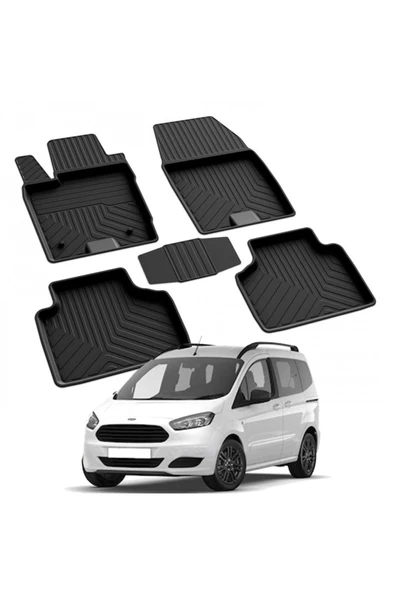 YEO  FORD COURIER 2014-2024 Model Yılları İçin Uyumlu Yeo 4D Havuzlu Paspas Takımı ürün görseli 1