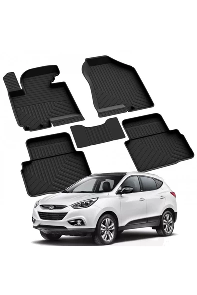 YEO  HYUNDAİ İX35 2010-2015 Model Yılları İçin Uyumlu Yeo 4D Havuzlu Paspas Takımı ürün görseli 1