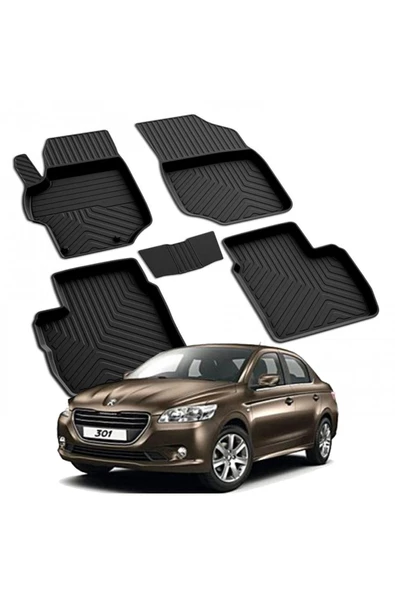 YEO  PEUGEOT 301 2013-2024 Model Yılları İçin Uyumlu Yeo 4D Havuzlu Paspas Takımı ürün görseli 1