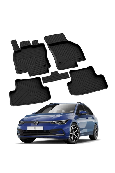 YEO  VOLKSWAGEN GOLF 8(OTOMATİK VİTES) 2020-2024 Model Yılları İçin Uyumlu Yeo 4D Havuzlu Paspas Takımı ürün görseli 1