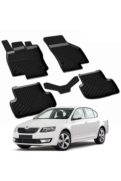 YEO  SKODA OCTAVIA 3 2013-2019 Model Yılları İçin Uyumlu Yeo 4D Havuzlu Paspas Takımı ürün görseli 1