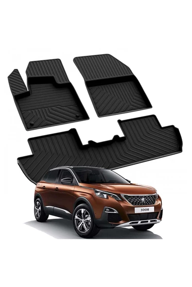 YEO  PEUGEOT 3008 ALURE 2016-2024 Model Yılları İçin Uyumlu Yeo 4D Havuzlu Paspas Takımı ürün görseli 1