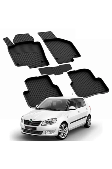 YEO  SKODA FABIA 2 2007-2014 Model Yılları İçin Uyumlu Yeo 4D Havuzlu Paspas Takımı ürün görseli 1