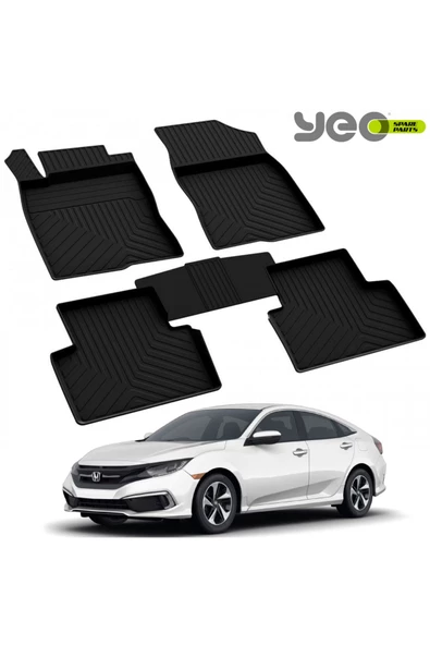 YEO  Honda Cıvıc 10SD 2016-2021 Model Yılları İçin Uyumlu Yeo 4D Havuzlu Paspas Takımı ürün görseli 1