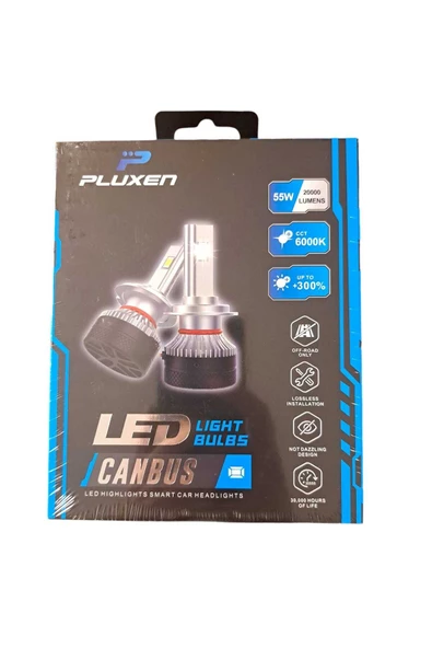 pluxen  12V 55W 20000 Lumen 6000K %300 Daha Fazla Işık H7 Led Far Canbus'lı ürün görseli 1
