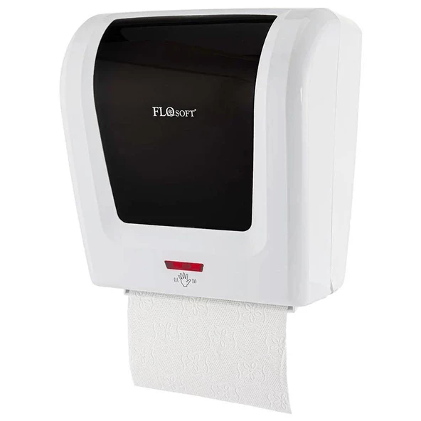 Flosoft F047 Sensörlü Fotoselli Hareketli Rulo Kağıt Havlu Dispanseri Makinesi - 21 Cm. - Beyaz ürün görseli 1