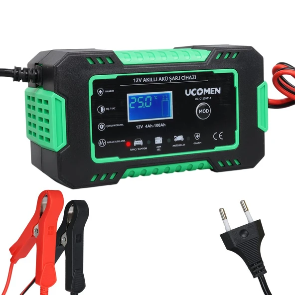 UCOMEN UC-C120501A 12V 6A LCD GÖSTERGELİ AKILLI AKÜ ŞARJ CİHAZI ürün görseli 1
