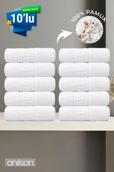 10'lu Greek Beyaz Banyo Havlusu - 70x140 Cm, 490 Gr, %100pamuk, Spa Ve Otel Havlusu ürün görseli 1