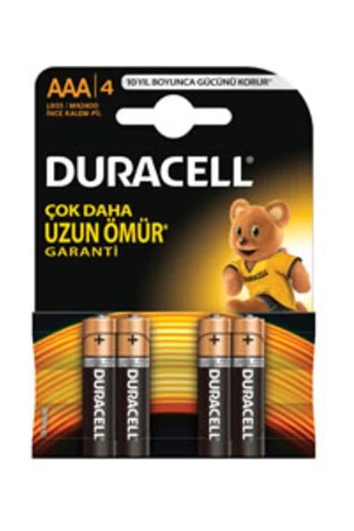 Duracell Alkalin AAA İnce Kalem Pil, 1,5V (LR03 / MN2400), 4’lü Paket ürün görseli 1