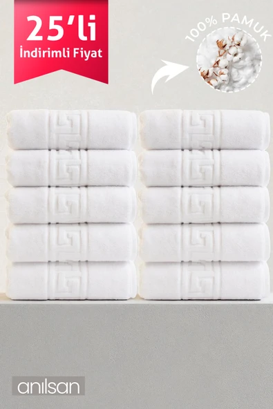 25'li Greek El Havlusu - 50x90 Cm, 225gr, %100 Pamuk, Spa Ve Otel Havlusu ürün görseli 1