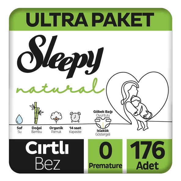 Sleepy Natural Ultra Paket Bebek Bezi 0 Numara Premature 176 Adet ürün görseli 1