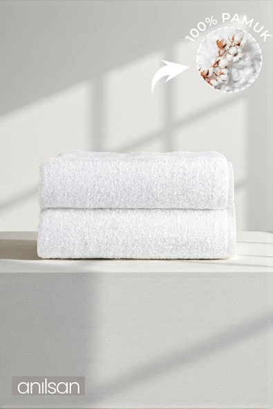 2'li Düz Beyaz Banyo Havlusu - 70x140 Cm, 490 Gr, %100pamuk, Spa Ve Otel Havlusu ürün görseli 1