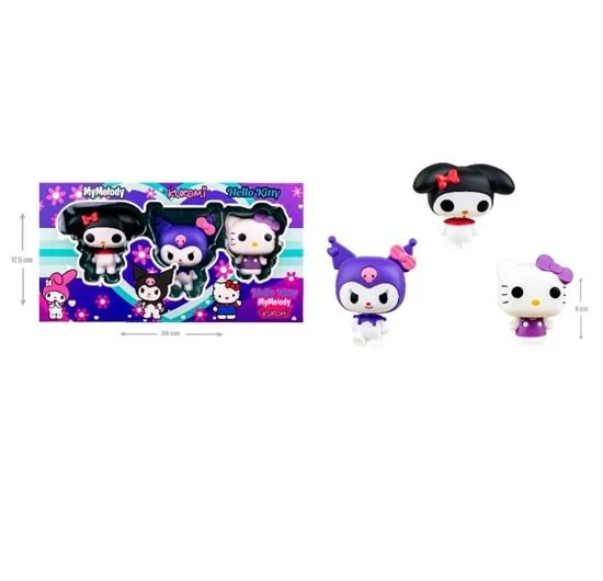 PTTAVM: Hello Kitty My Melody Kuromi 3'lü Figür oyuncak seti