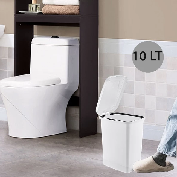 Ergonomik Pedallı Plastik Çöp Kovası ( iç kovasız) Kırık Beyaz ürün görseli 1