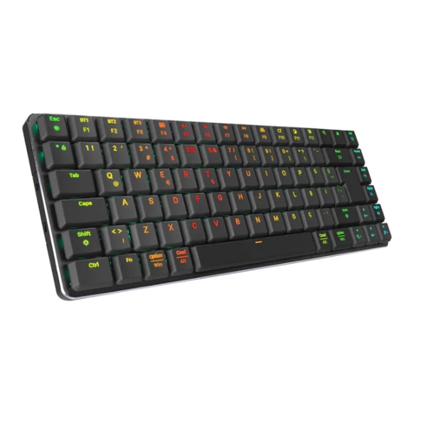 Rampage W-GRANITE Siyah/Gri Low Profile BLUE SWITCH Q RGB 2,4 ghz+ BT Mekanik Gaming Oyuncu Klavye ürün görseli 1