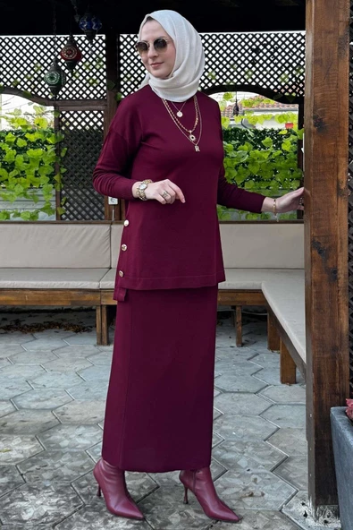 Sezen Triko Takım Bordo - Resim 5