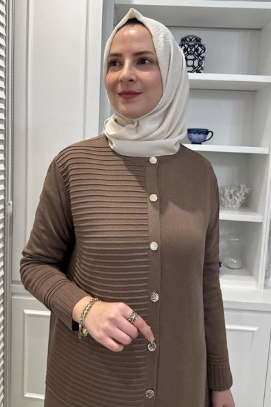 Manolya Sütlü Kahve Triko Hırka - Resim 6