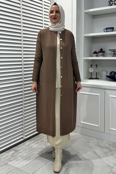 Manolya Sütlü Kahve Triko Hırka - Resim 7