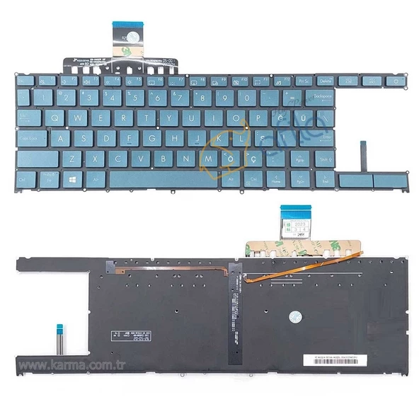 Asus Zenbook Duo UX481FA-BM020T, UX481FA-BM021R Notebook Klavyesi, Tuş Takımı (Siyah TR) ışıklı ürün görseli 1
