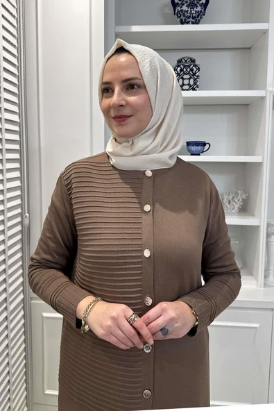 Manolya Sütlü Kahve Triko Hırka - Resim 2